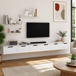 Wall Cabinets 2 pcs White Floating Storage Shelves Engineered Wood Living Room