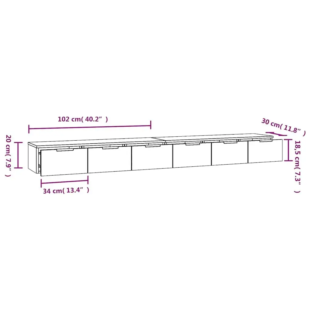 Wall Cabinets 2 pcs Smoked Oak Engineered Wood Floating Shelves Storage
