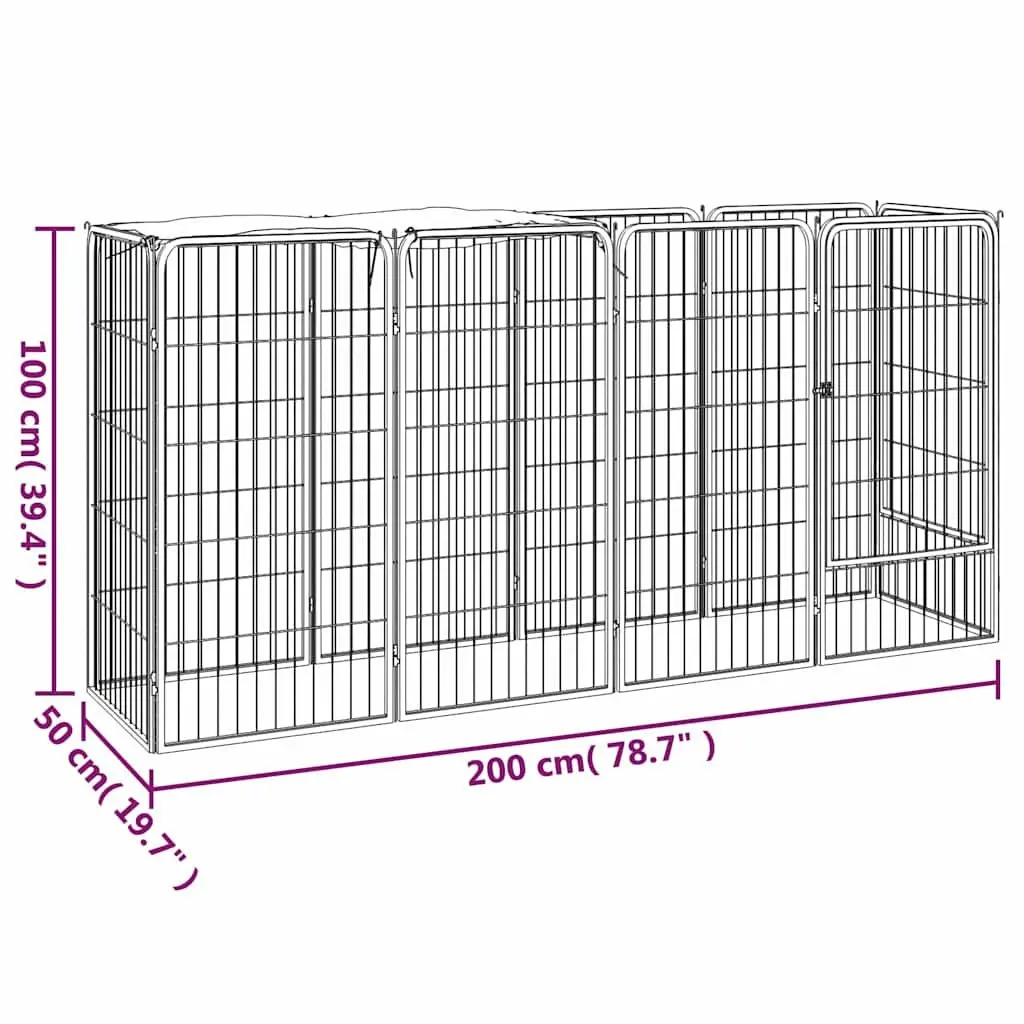 10-Panel Dog Playpen Outdoor Pet Exercise Pen Black Steel Heavy Duty Puppy Run