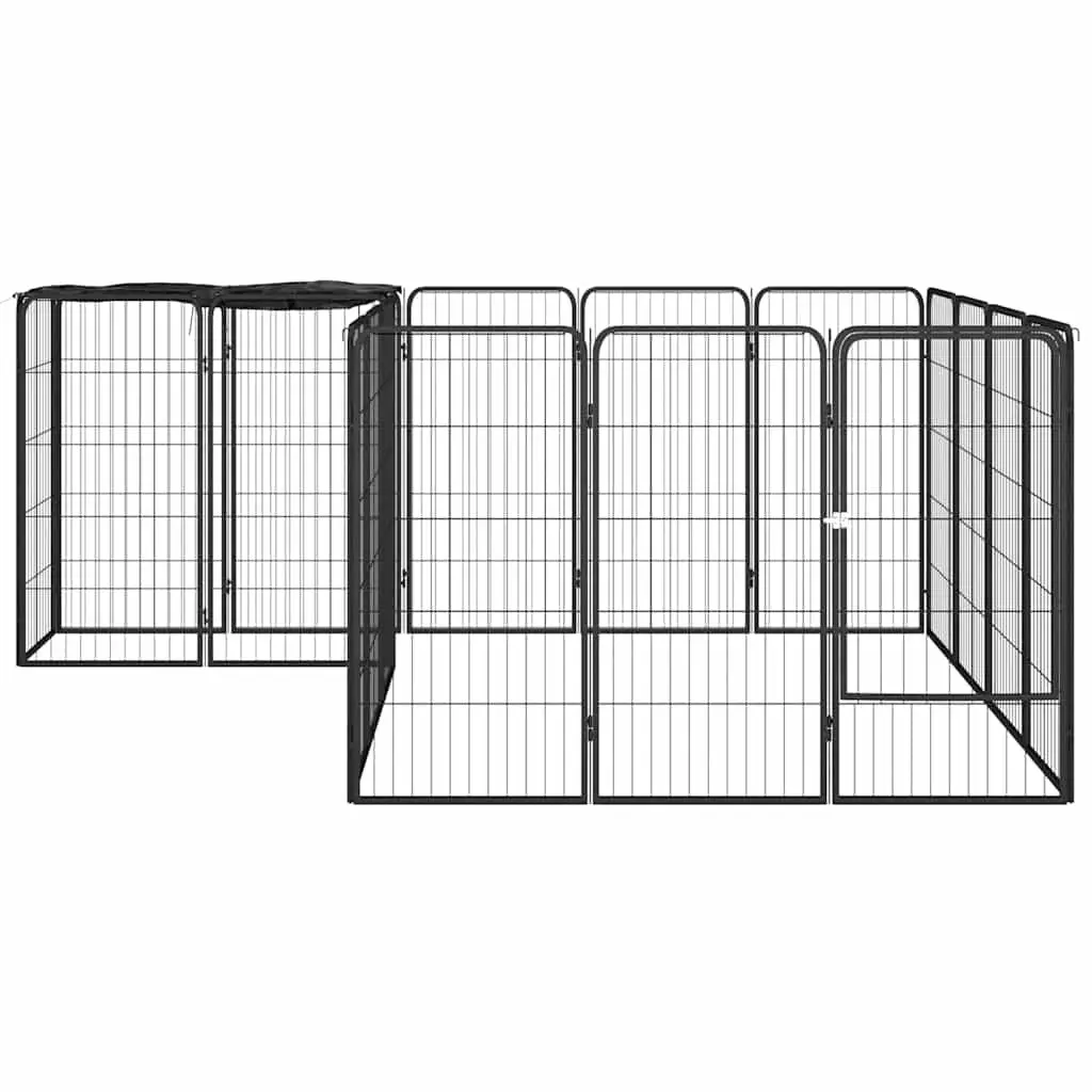 Dog Playpen 18-Panel Heavy-Duty Steel Exercise Enclosure 50 x 100 cm Black