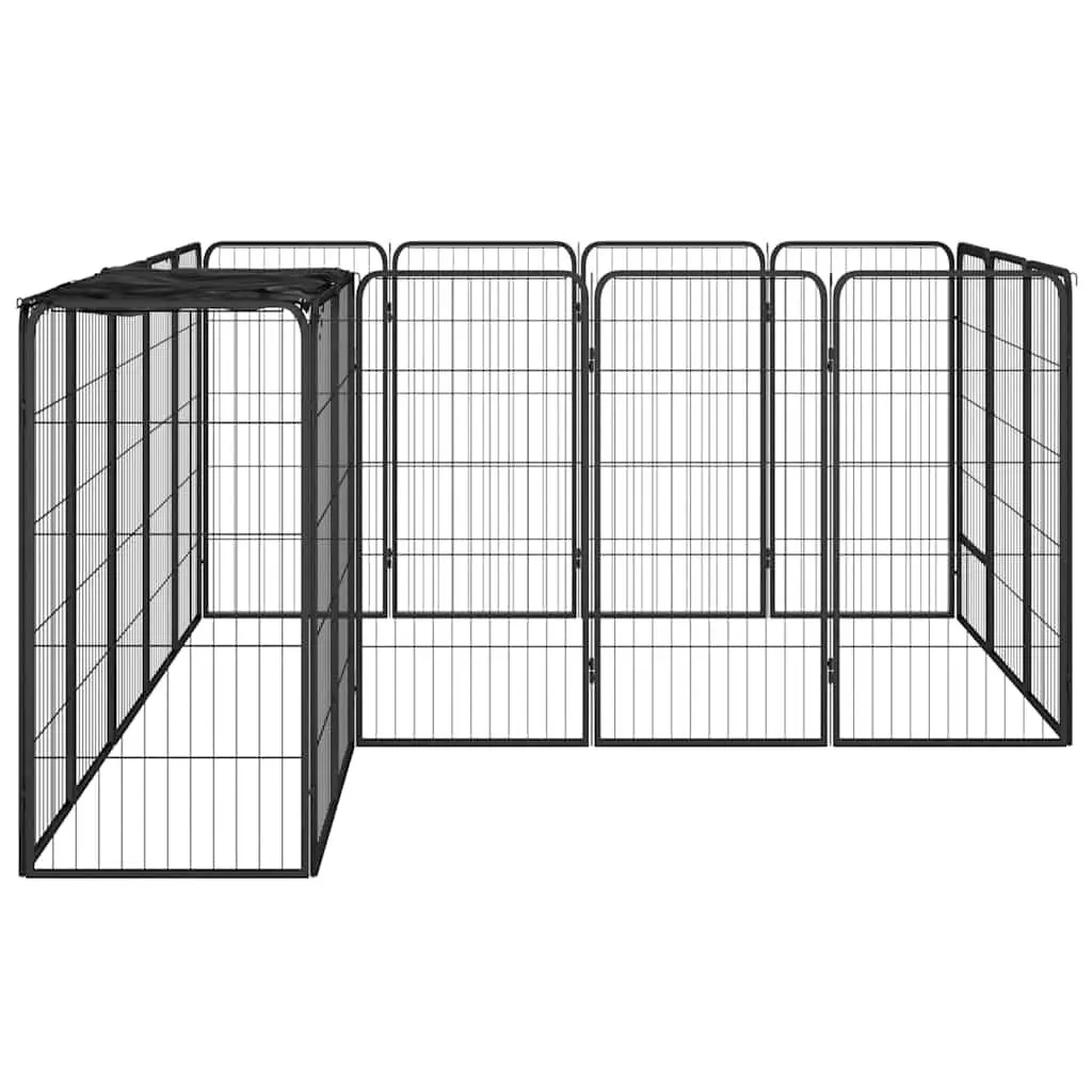 Dog Playpen 18-Panel Heavy-Duty Steel Exercise Enclosure 50 x 100 cm Black