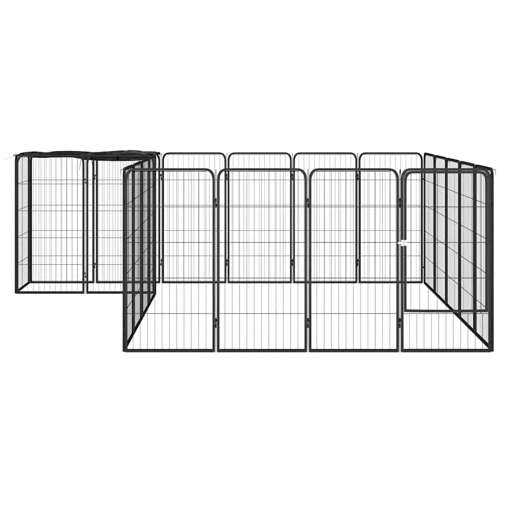 Dog Playpen 22-Panel Outdoor Pet Exercise Enclosure Pen Black Steel 50x100cm