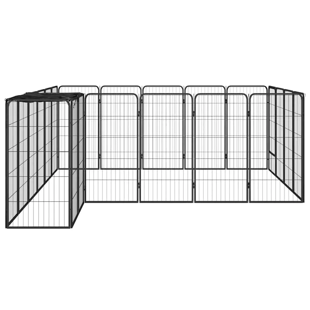 Dog Playpen 22-Panel Outdoor Pet Exercise Enclosure Pen Black Steel 50x100cm