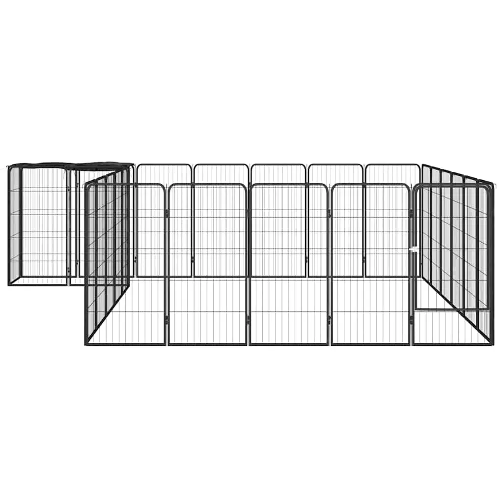 Pet Exercise Pen Heavy-Duty 26 Panel Black Steel Indoor Outdoor Enclosure