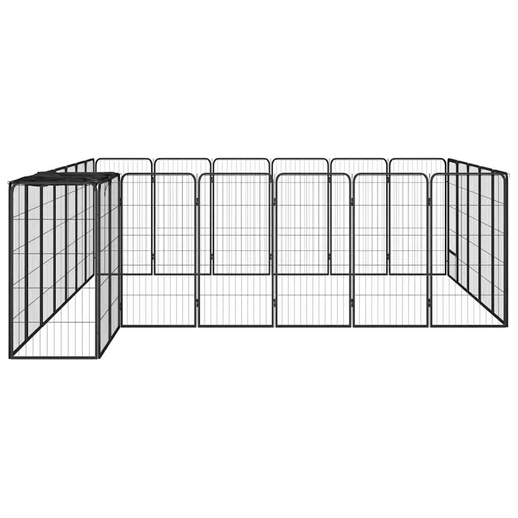 Pet Exercise Pen Heavy-Duty 26 Panel Black Steel Indoor Outdoor Enclosure