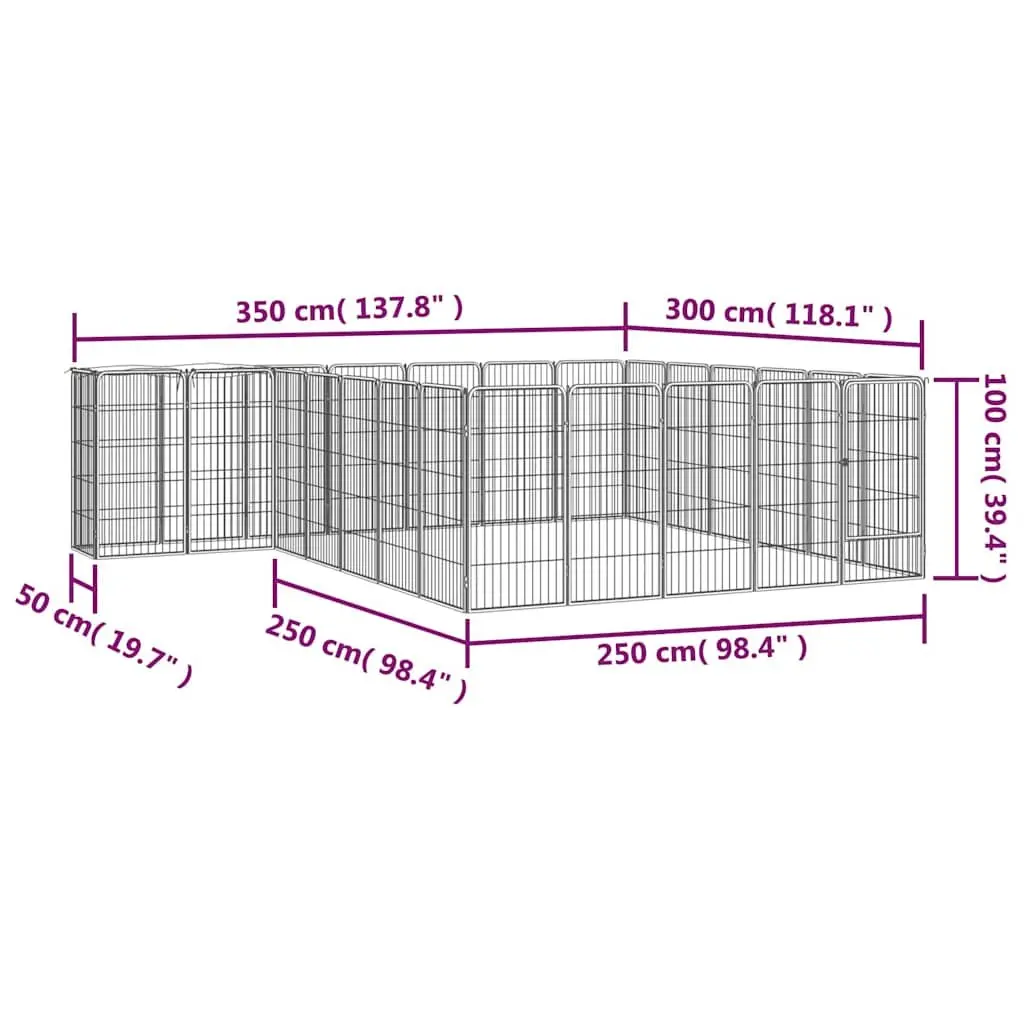 Pet Exercise Pen Heavy-Duty 26 Panel Black Steel Indoor Outdoor Enclosure