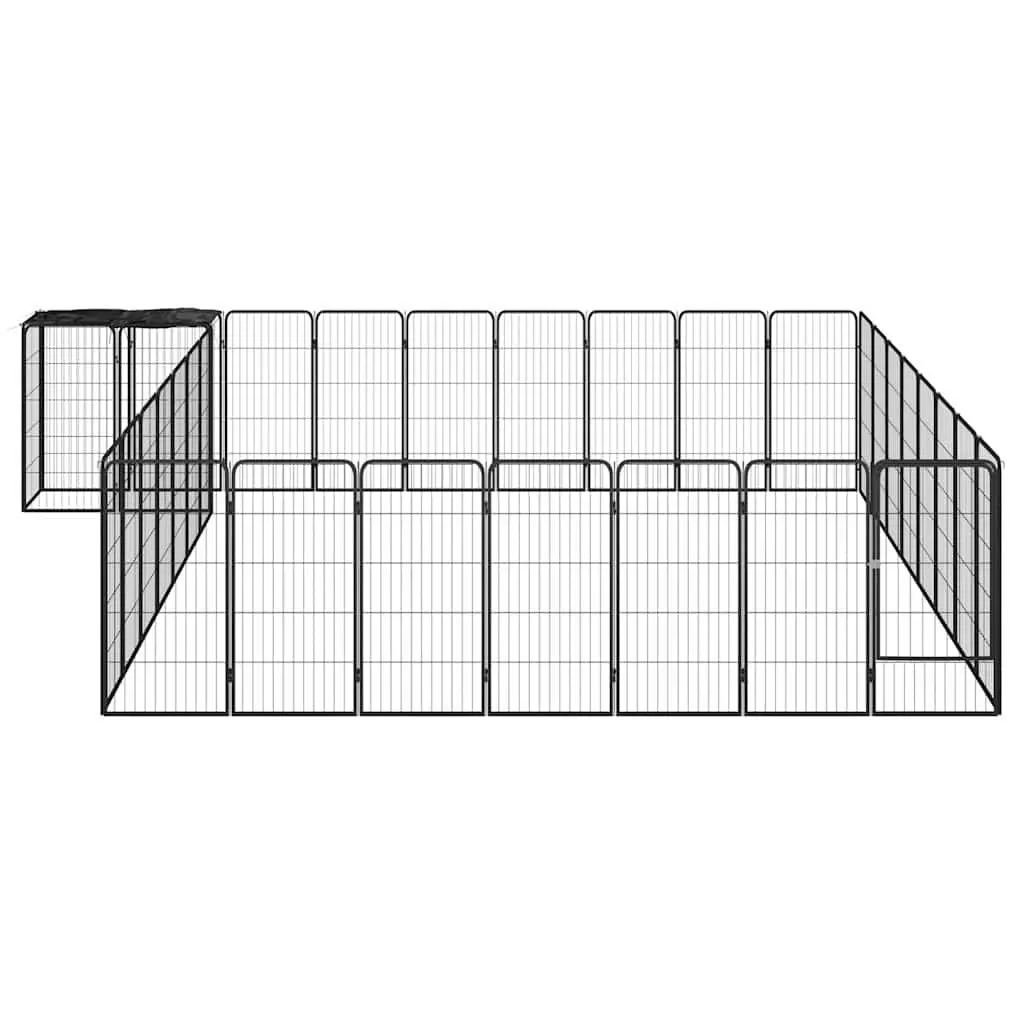 Dog Playpen Heavy-Duty 34-Panel Black Outdoor Pet Exercise Enclosure Pen Steel