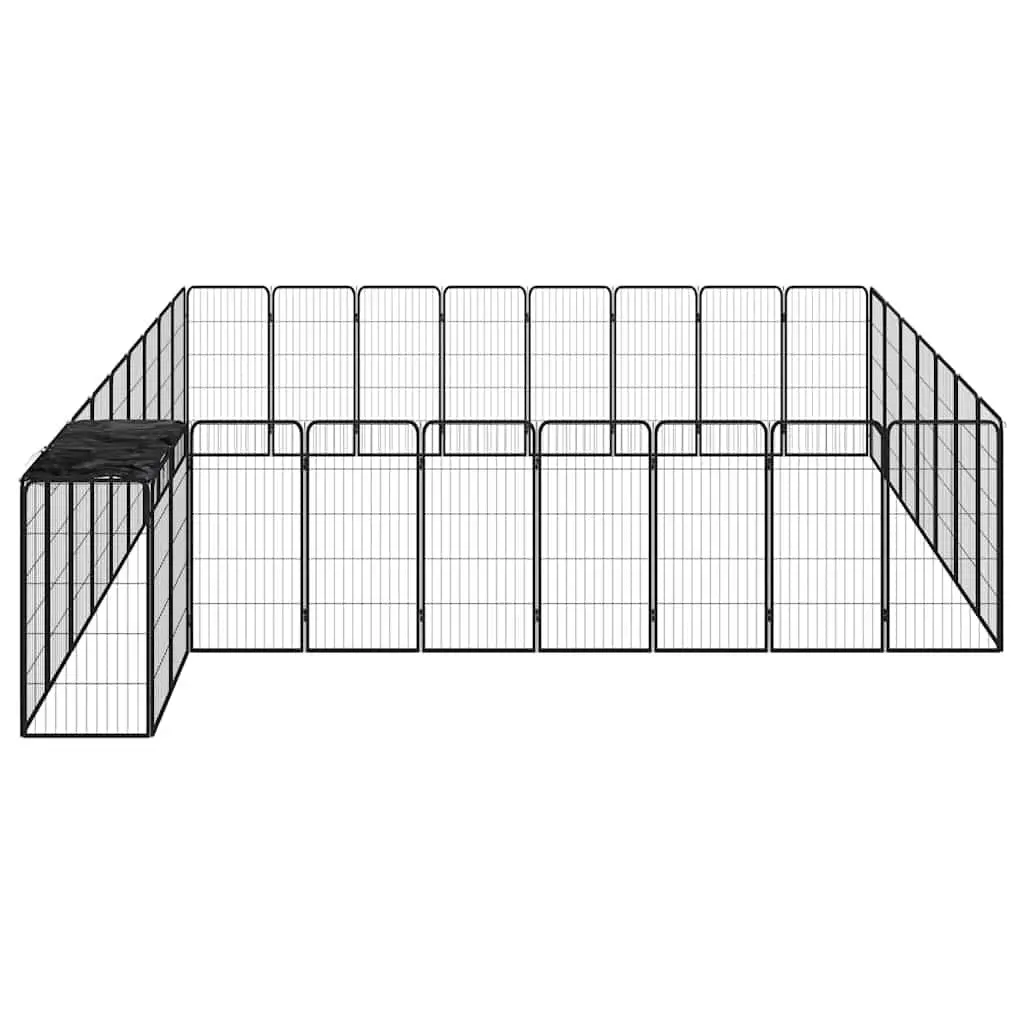 Dog Playpen Heavy-Duty 34-Panel Black Outdoor Pet Exercise Enclosure Pen Steel