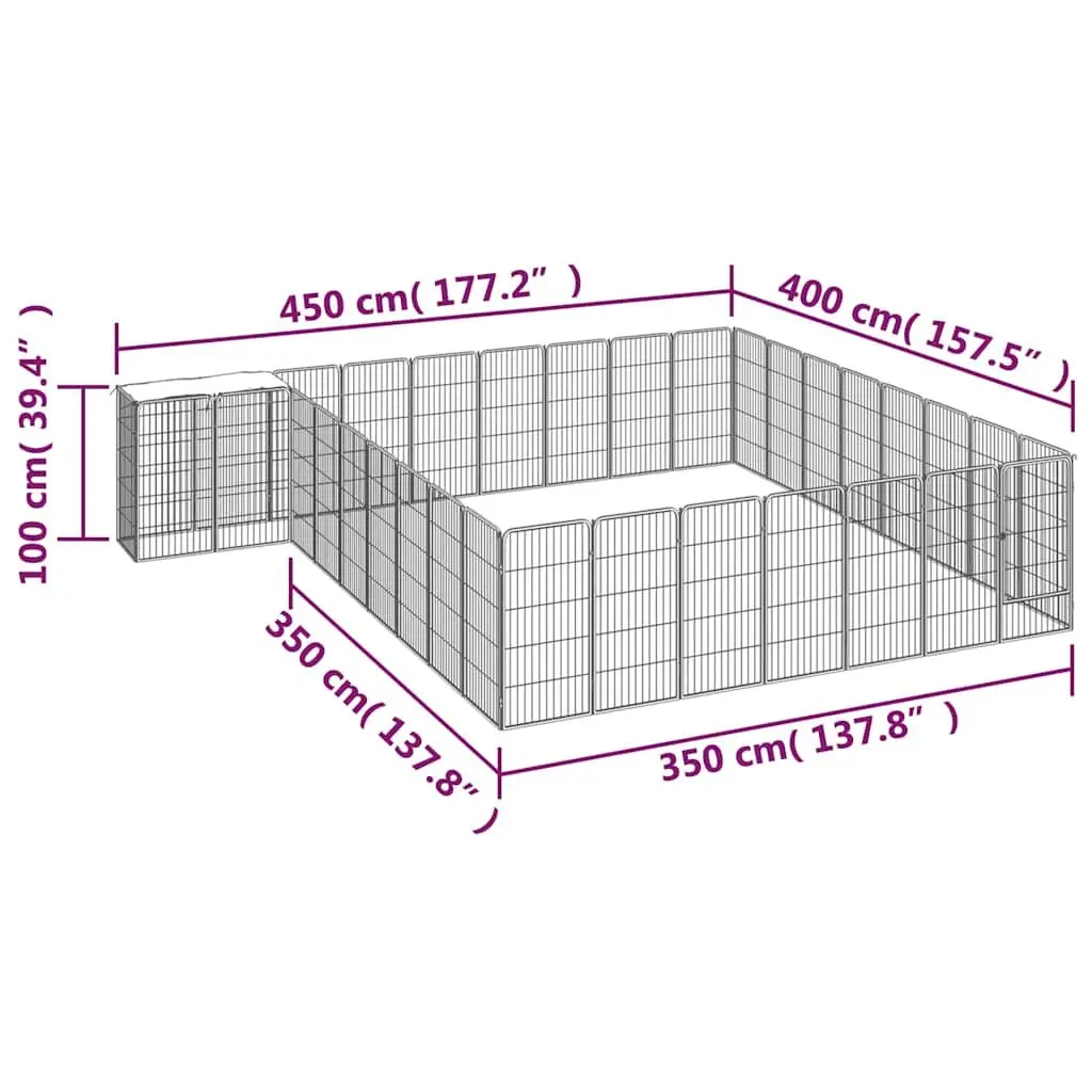 Dog Playpen Heavy-Duty 34-Panel Black Outdoor Pet Exercise Enclosure Pen Steel