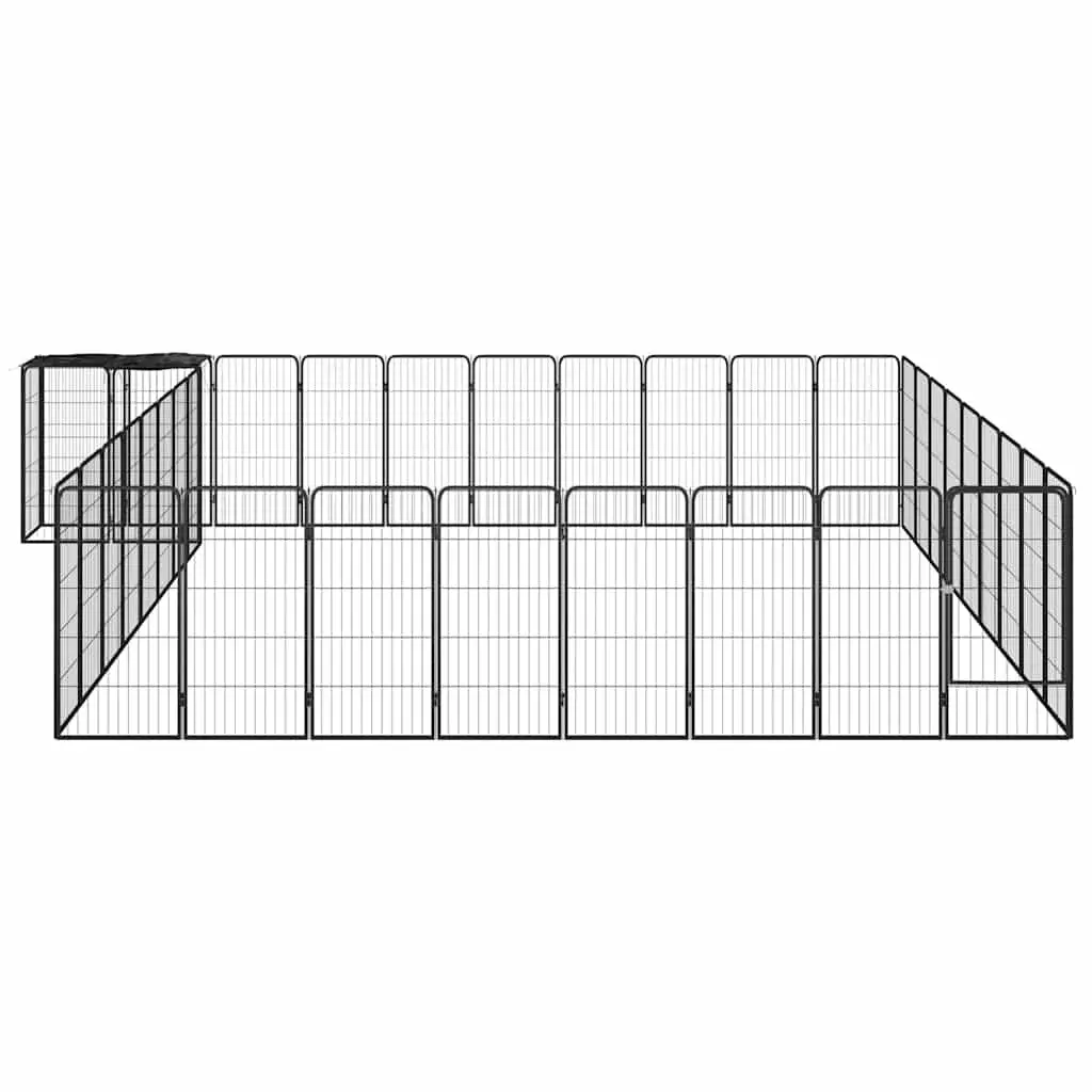 Dog Playpen Heavy-Duty 38 Panel Black Steel Outdoor Indoor Exercise Pen