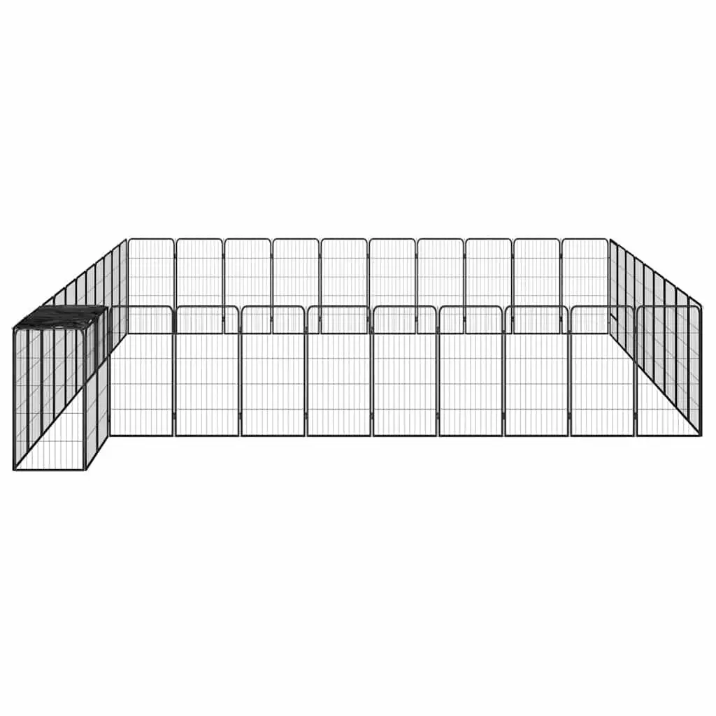 Dog Playpen 42-Panel Black Powder-coated Steel Puppy Exercise Pen Outdoor Indoor