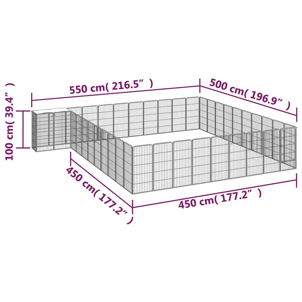 Dog Playpen 42-Panel Black Powder-coated Steel Puppy Exercise Pen Outdoor Indoor