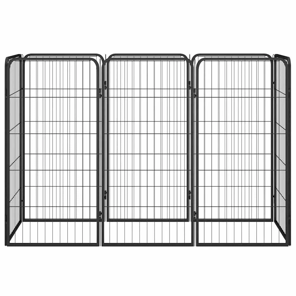 8-Panel Dog Playpen Black 50x100 cm Powder-coated Steel Outdoor Puppy Exercise