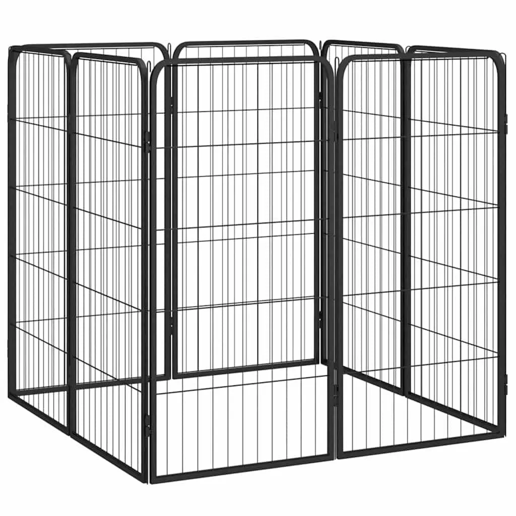 8-Panel Dog Playpen Black 50x100 cm Powder-coated Steel Outdoor Puppy Exercise
