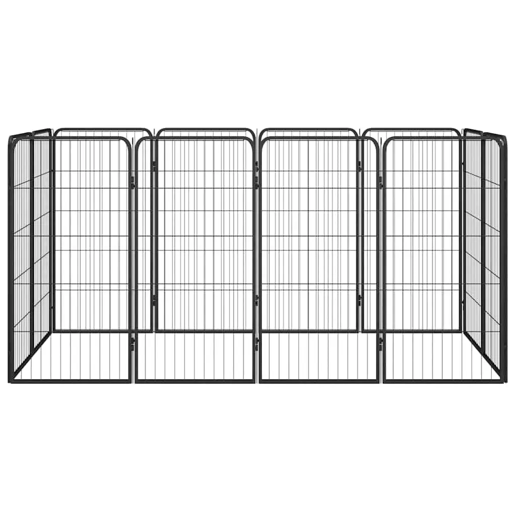 12 Panel Dog Playpen Heavy Duty Powder Coated Steel Black Outdoor Exercise Pen