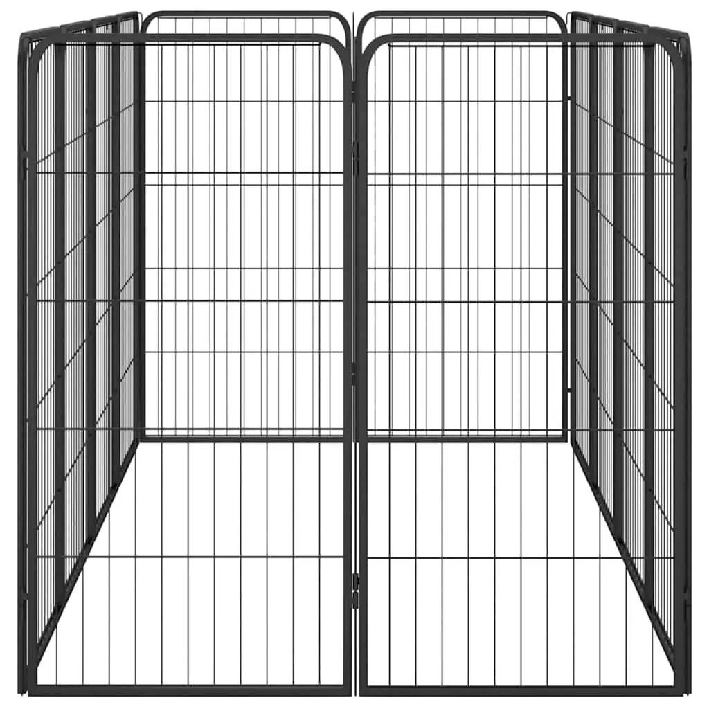 12 Panel Dog Playpen Heavy Duty Powder Coated Steel Black Outdoor Exercise Pen