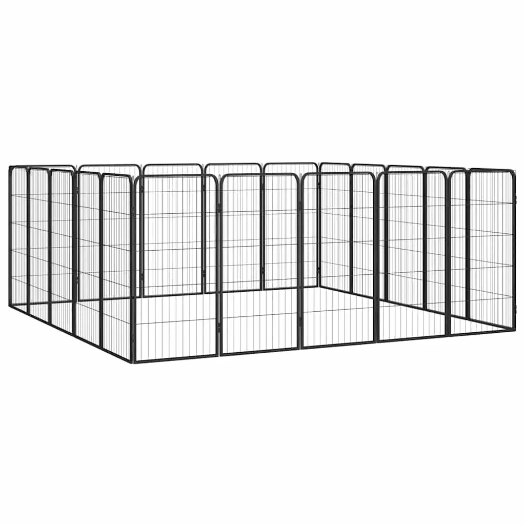 Pet Exercise Pen Heavy-Duty Black Steel 20-Panel Indoor Outdoor Dog Playpen