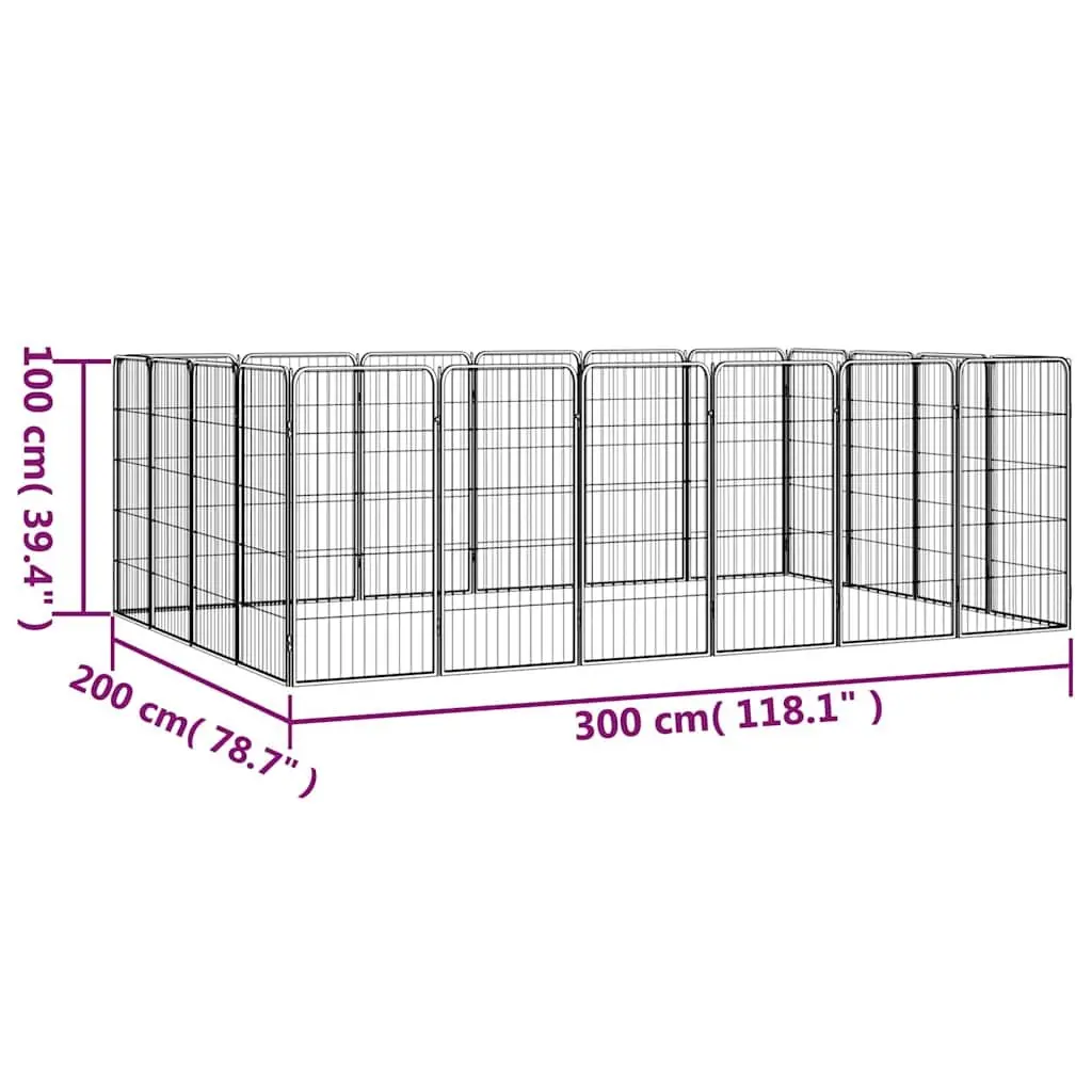 Pet Exercise Pen Heavy-Duty Black Steel 20-Panel Indoor Outdoor Dog Playpen
