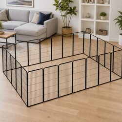 Customizable Black Steel Dog Playpen with 24 Panels