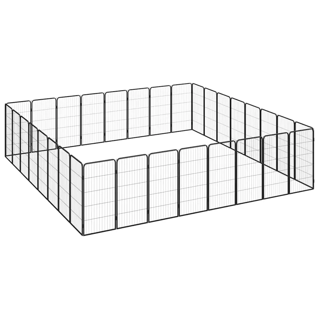Dog Playpen 32-Panel Outdoor Pet Exercise Pen Black Powder-Coated Steel 50 x 100 cm