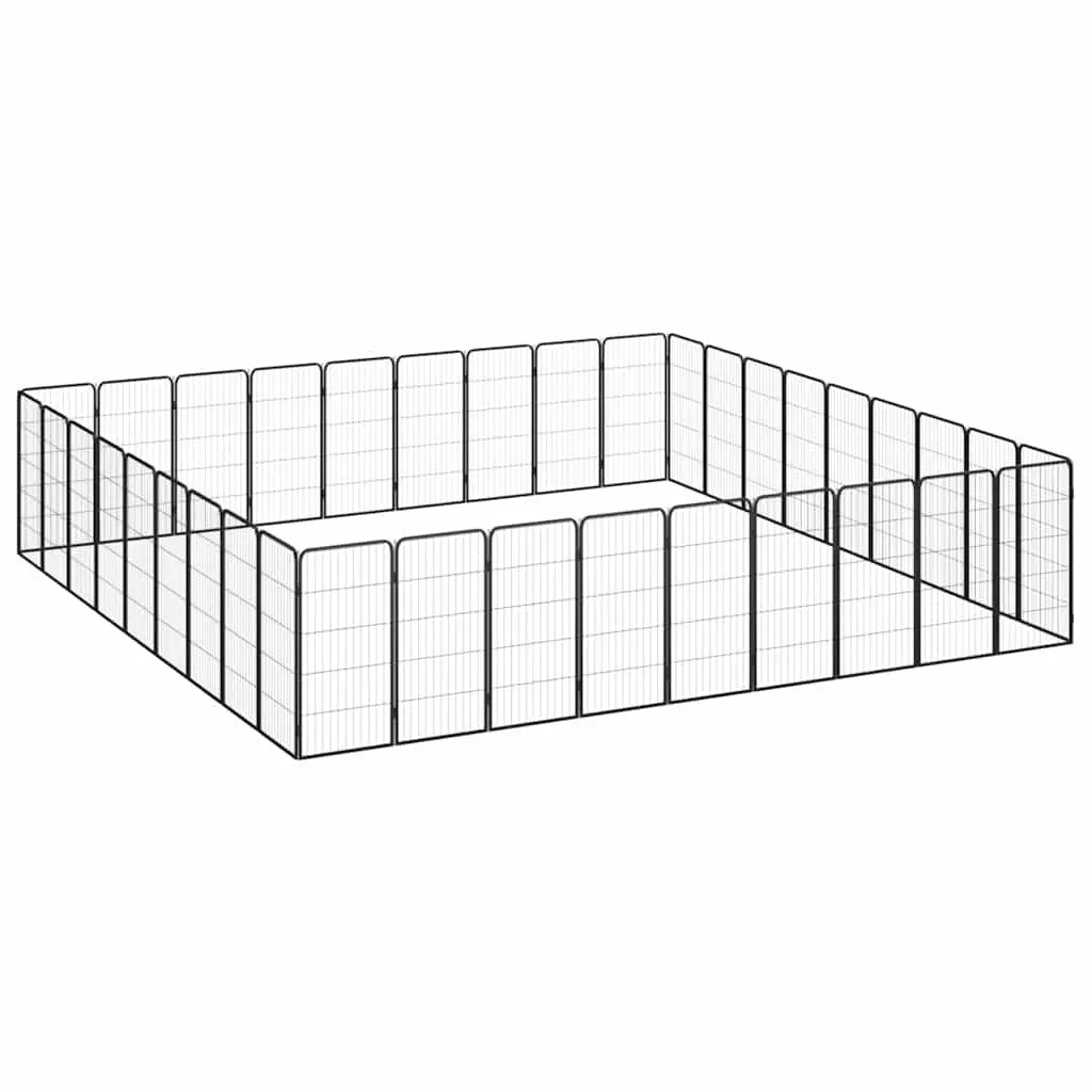 Dog Playpen 36 Panel Portable Heavy Duty Black Powder Coated Steel Indoor Outdoor Exercise Enclosure
