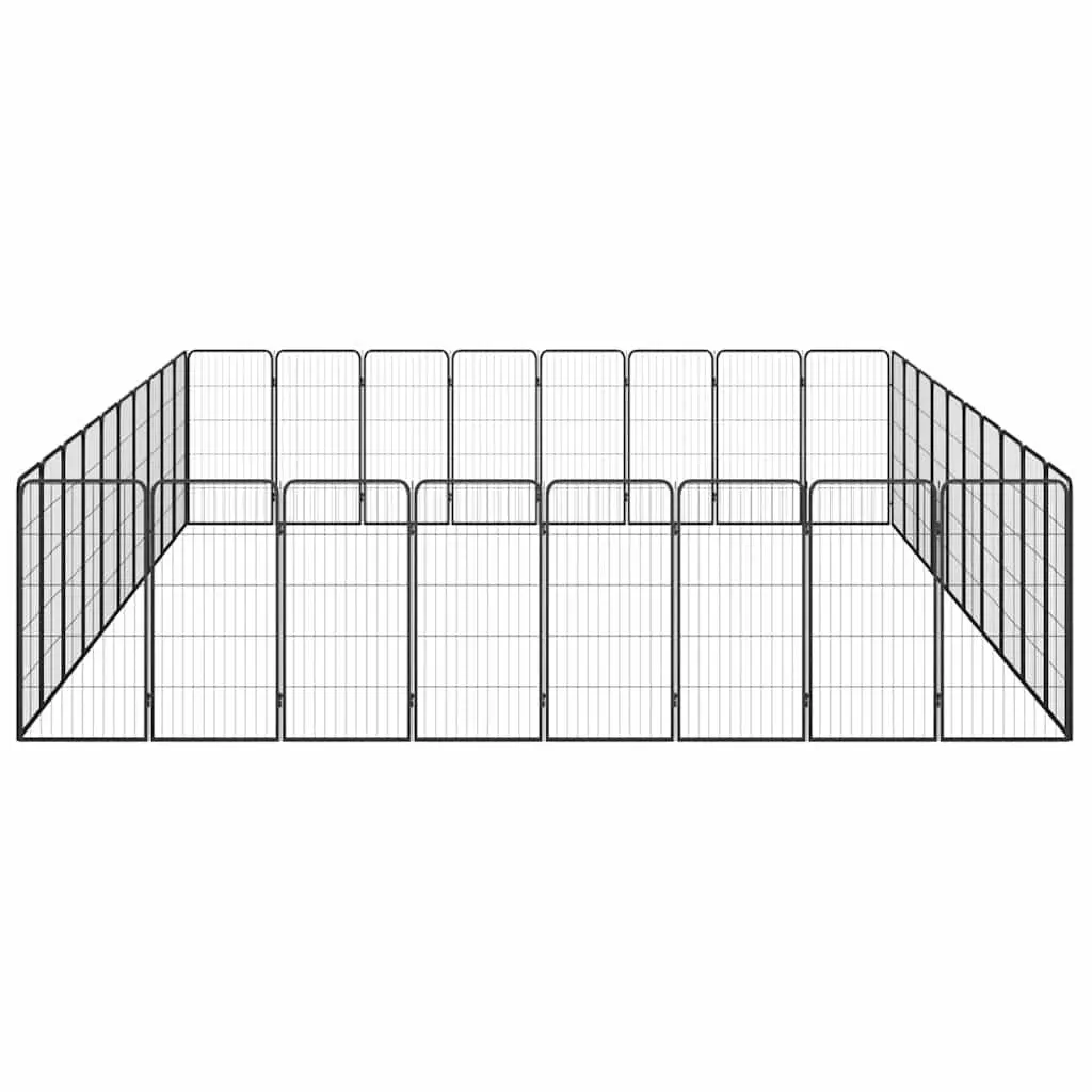 Dog Playpen 36 Panel Portable Heavy Duty Black Powder Coated Steel Indoor Outdoor Exercise Enclosure