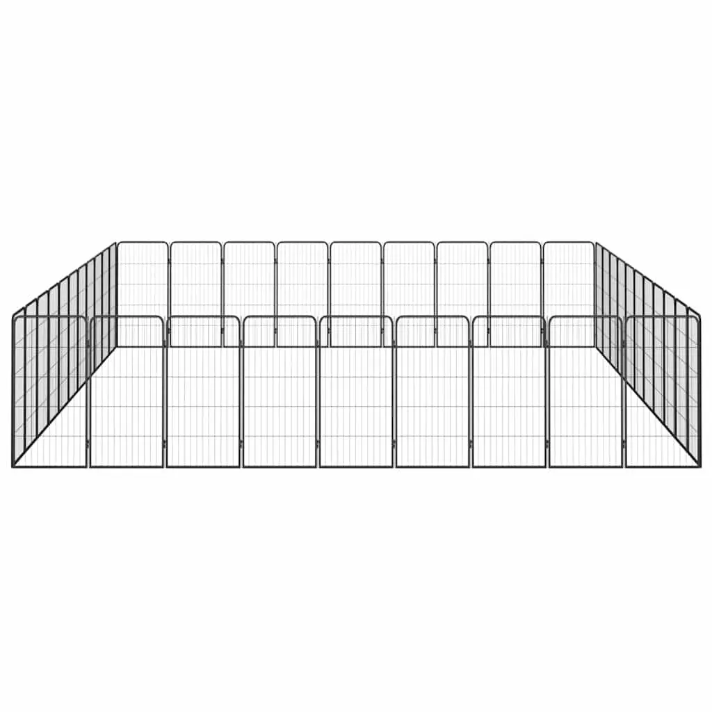 Dog Playpen Modular 40 Panels Black Powder-coated Steel Outdoor Exercise Pen