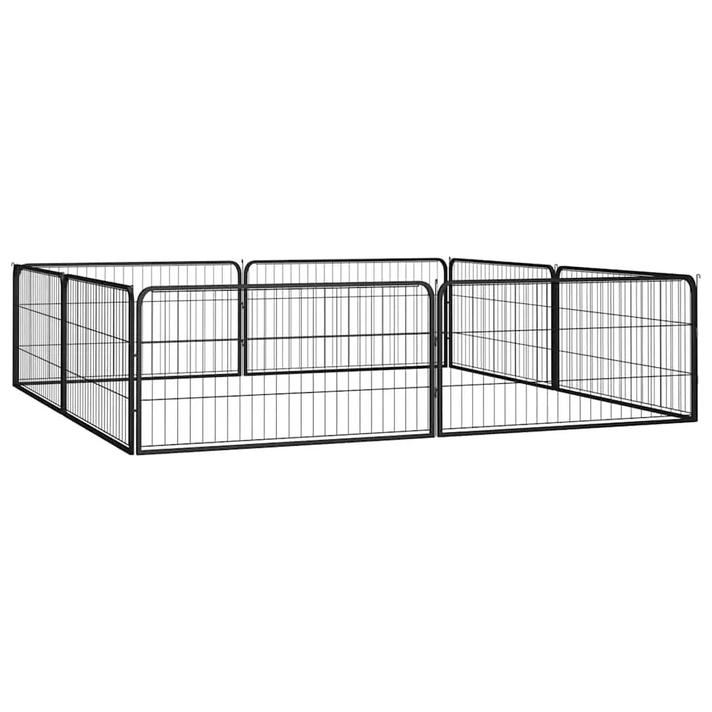 8 Panel Dog Playpen Heavy Duty Black Steel Outdoor Exercise Pen