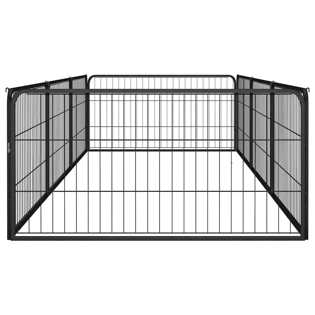8 Panel Dog Playpen Heavy Duty Black Steel Outdoor Exercise Pen