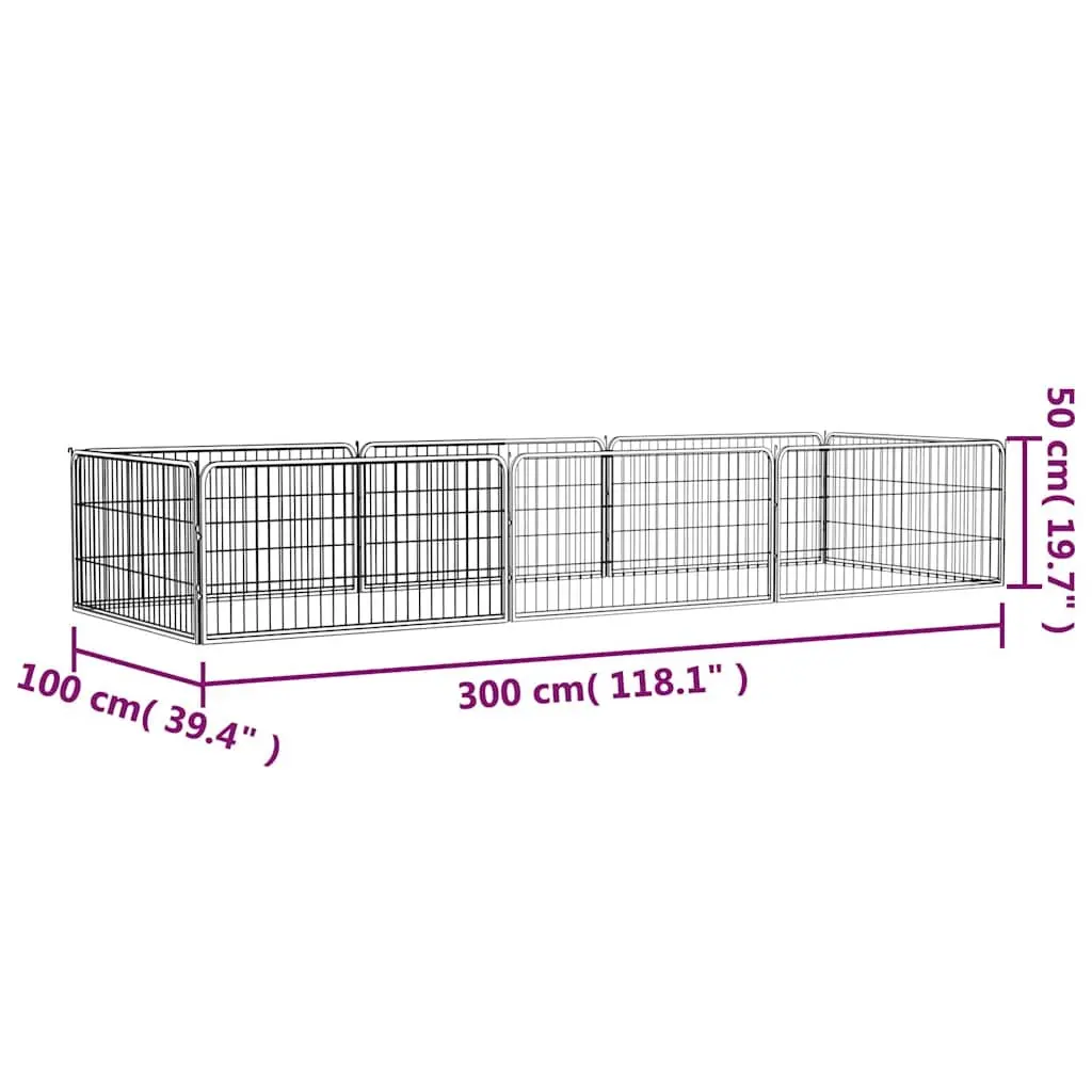 8 Panel Dog Playpen Heavy Duty Black Steel Outdoor Exercise Pen