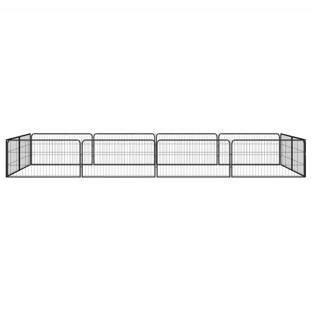Dog Playpen 12 Panels Black Powder-Coated Steel Outdoor Enclosure 100x50cm