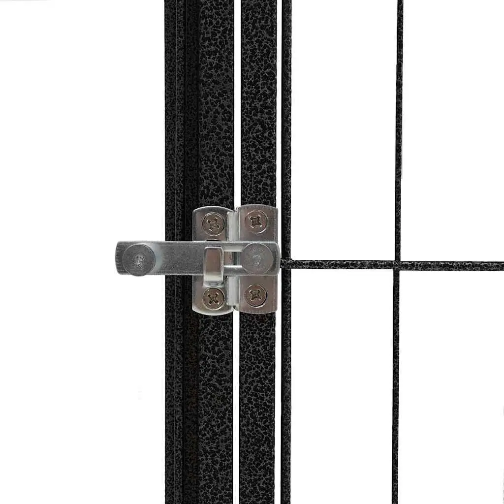 Dog Playpen Heavy-Duty 12 Panel Outdoor Indoor Black Steel 100 x 50 cm