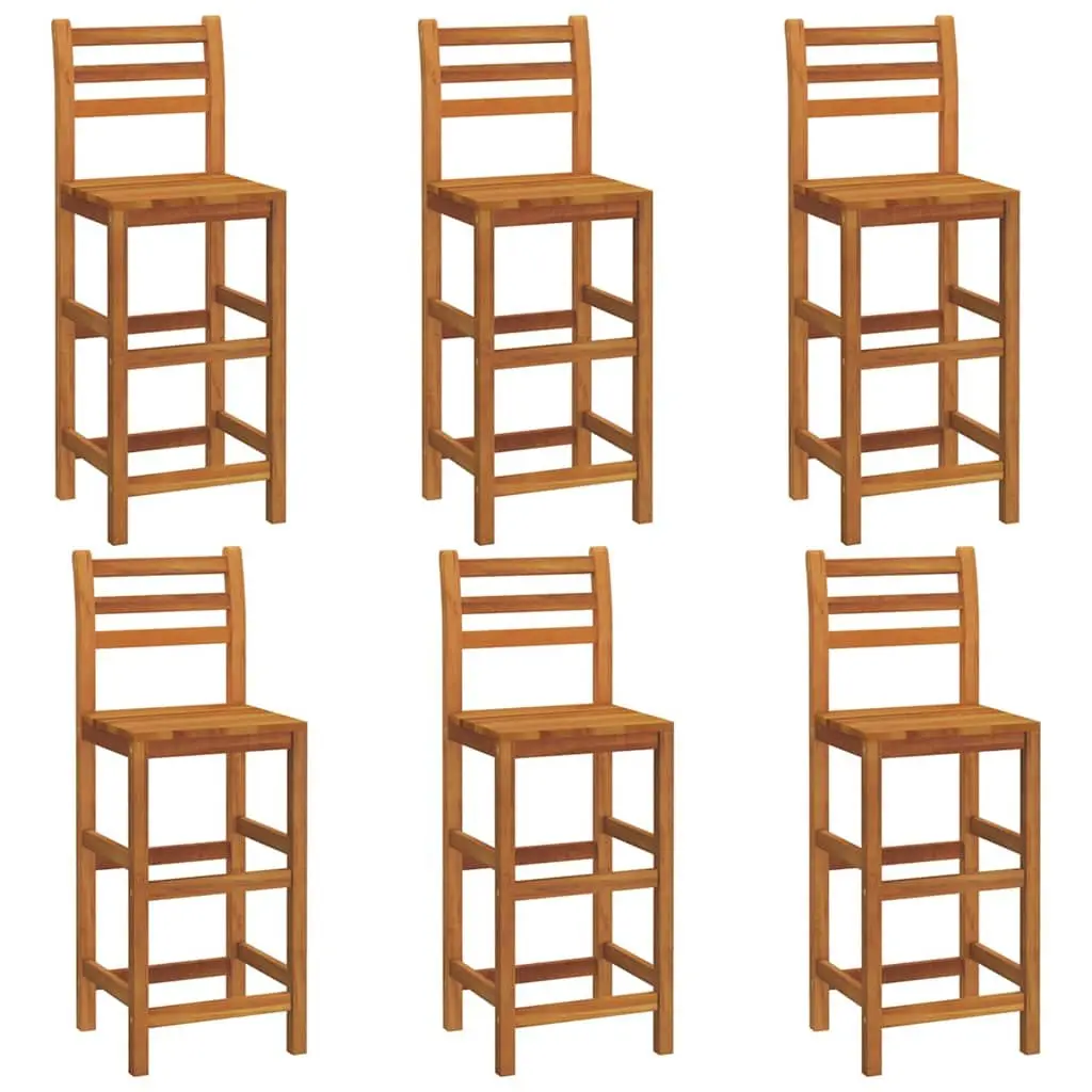 Bar Stools Solid Wood Acacia Outdoor Seating with Backrest Footrest 6 Pieces