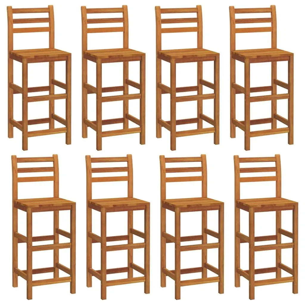 Outdoor Bar Stools 8 pcs Solid Acacia Wood Brown Rustic Garden Seating Set