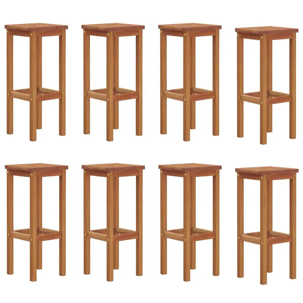 Outdoor Bar Stools Rustic Solid Wood 8 Piece Brown Garden Seating Furniture