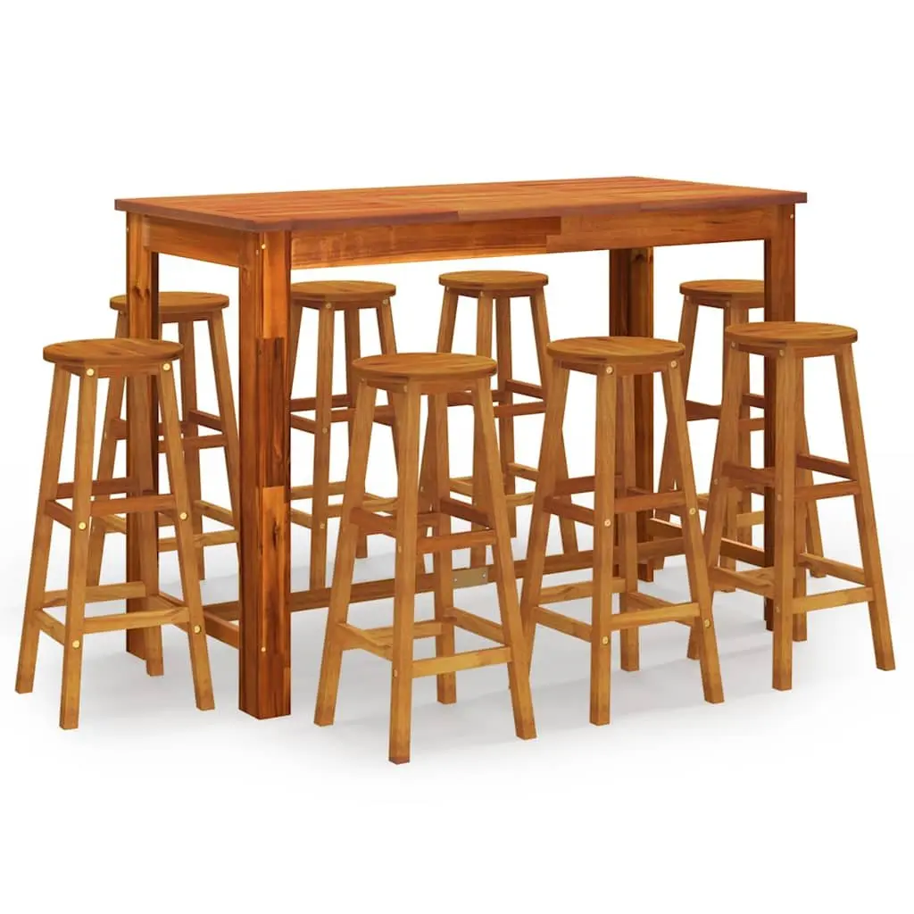 Garden Bar Set 9 Piece Outdoor Furniture Bistro Table Stools Patio Dining