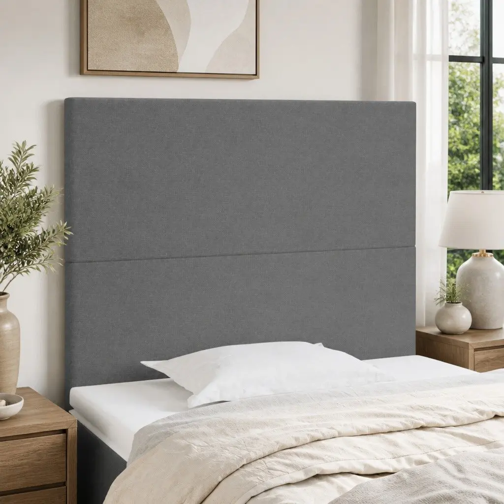 Fabric Headboard Dark Grey Adjustable Height 100 x 5 x 118/128 cm