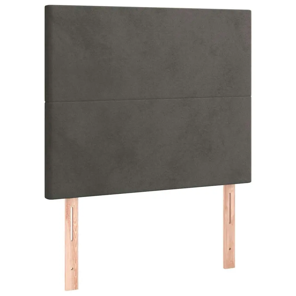 Dark Grey Velvet Headboard with Wooden Legs Adjustable Height Bedroom Bed Back