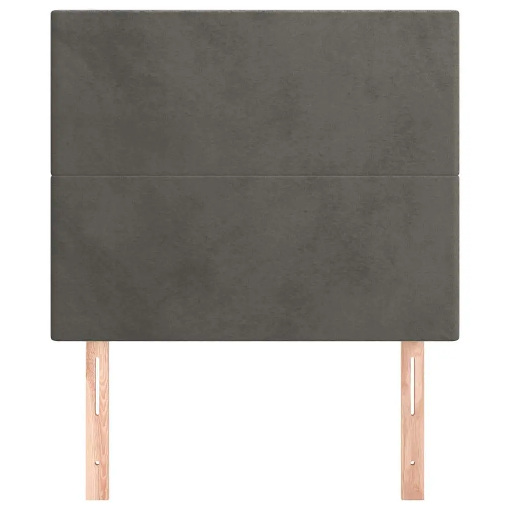 Dark Grey Velvet Headboard with Wooden Legs Adjustable Height Bedroom Bed Back