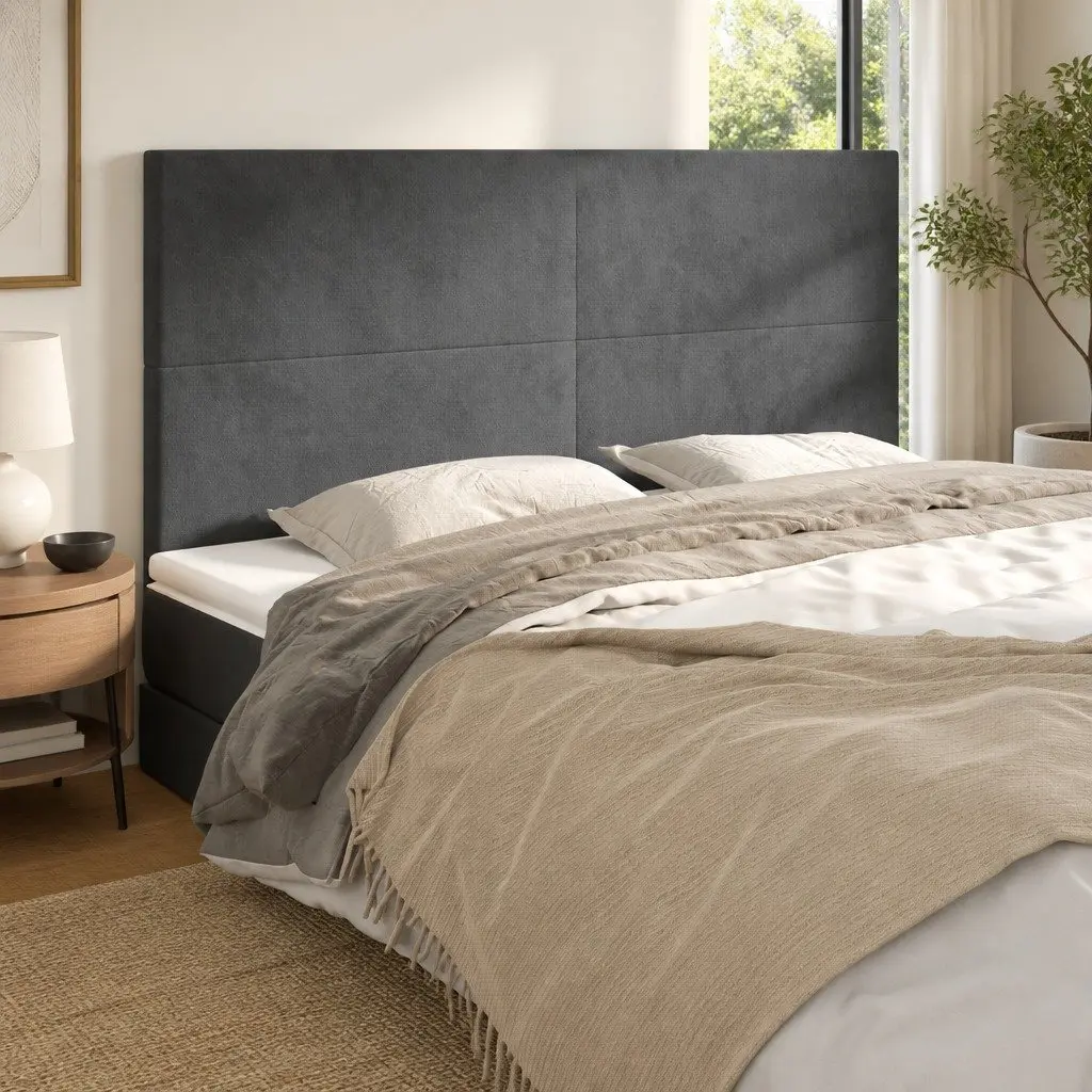 Headboard Grey Velvet Adjustable Height 160cm Bed Backrest