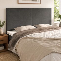 Dark Grey Velvet Headboard – Adjustable for Your Comfort