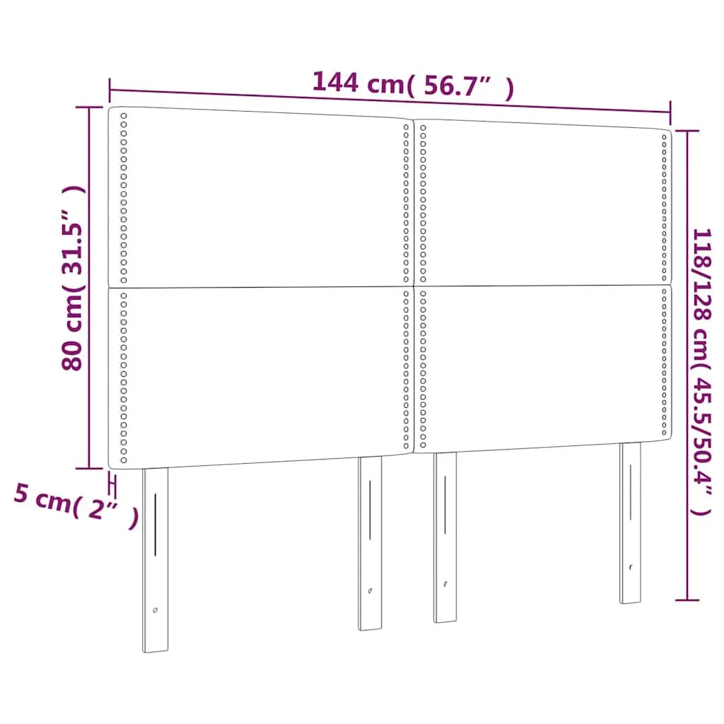 Headboard Dark Grey Fabric Upholstered Adjustable Height with Wooden Legs