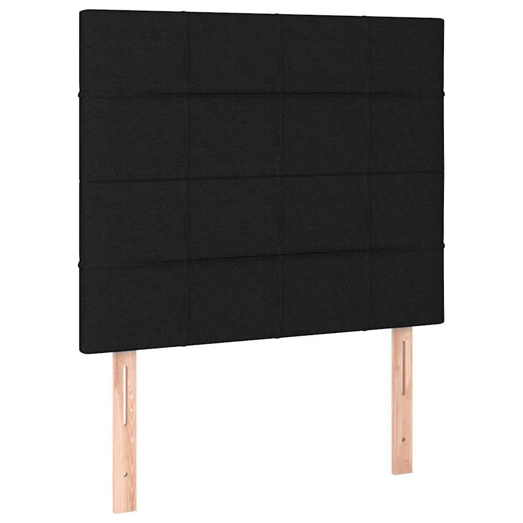 Fabric Headboard Black Adjustable Height with Wooden Legs 80 x 5 x 118128 cm