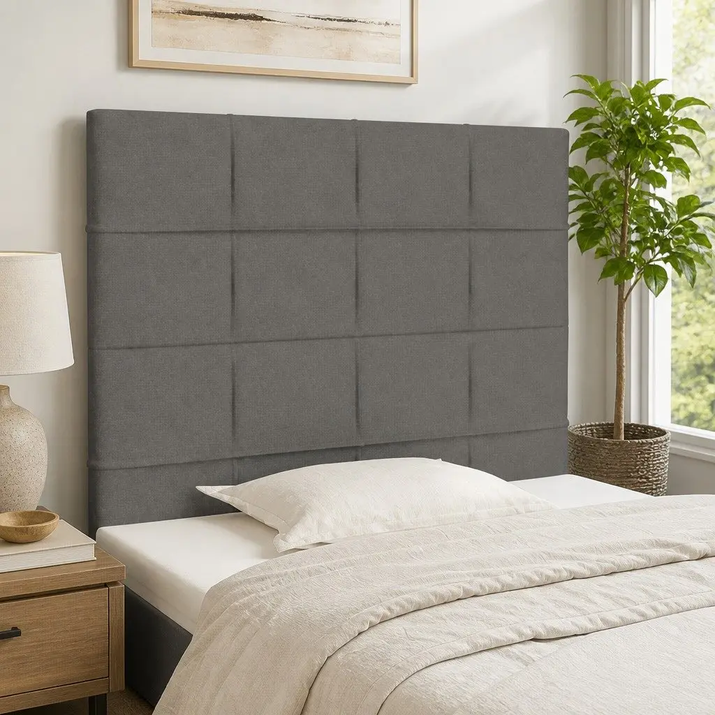 Headboard Dark Grey Fabric Adjustable Height 100x5x118128 cm