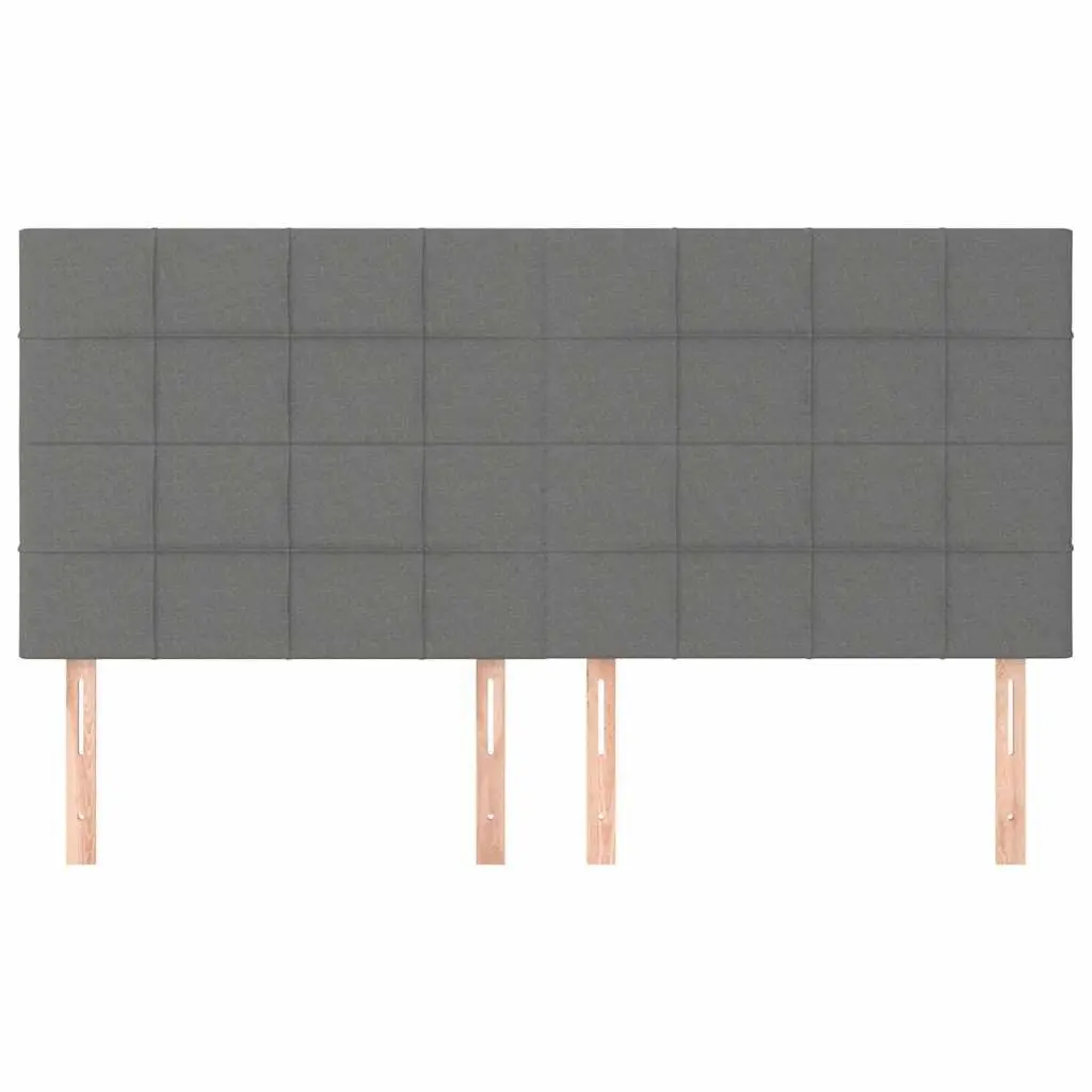 Fabric Headboard Grey Upholstered Adjustable Height with Wooden Legs 160 x 5 x 118128 cm