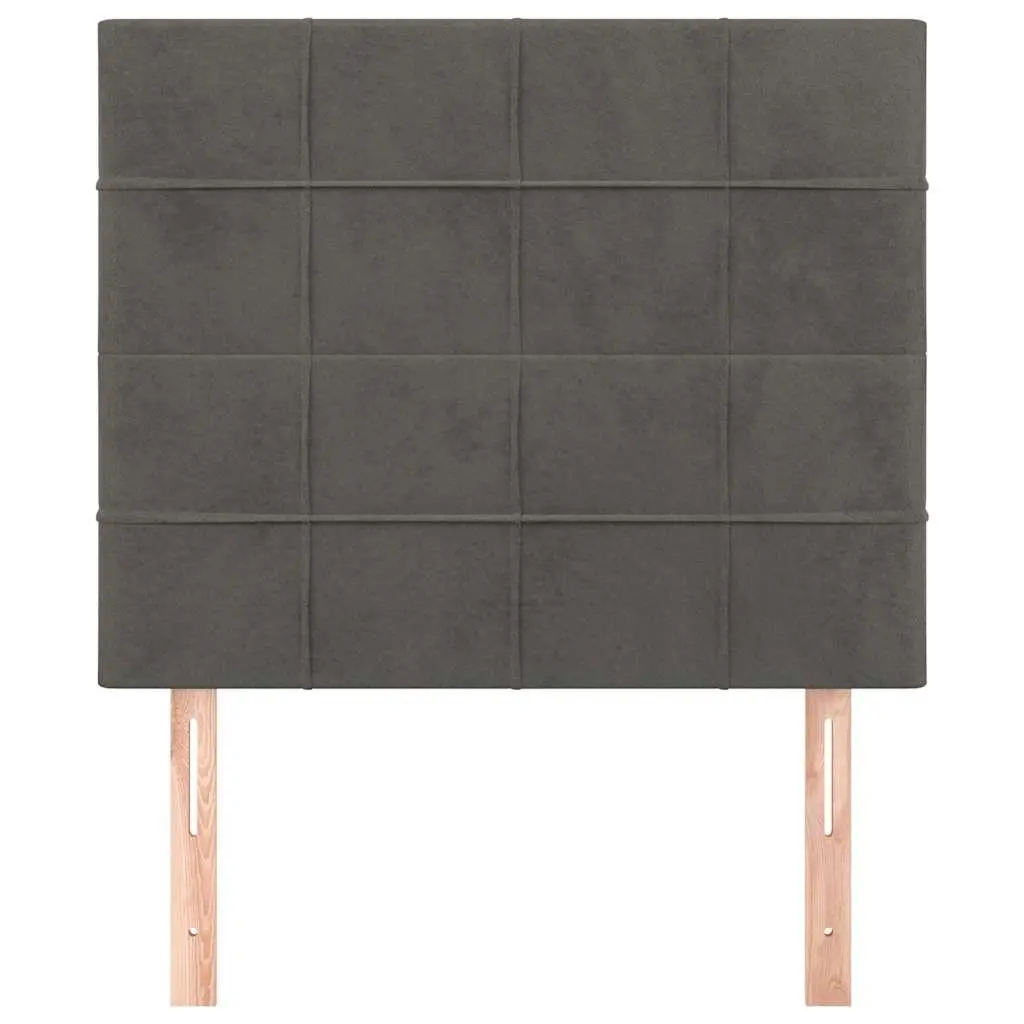 Dark Grey Velvet Headboard with Wooden Legs Adjustable Height Bedroom Furniture