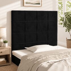 Velvet Headboard Black Adjustable Height Bedroom Bed Back Support Wooden Legs