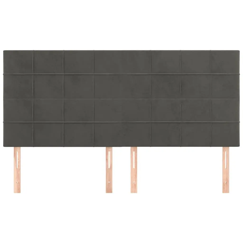 Velvet Headboard Dark Grey Adjustable Height 160cm Wooden Legs