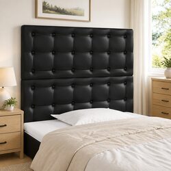 Black Faux Leather Headboard 80cm Adjustable Height Bedroom Furniture Wooden