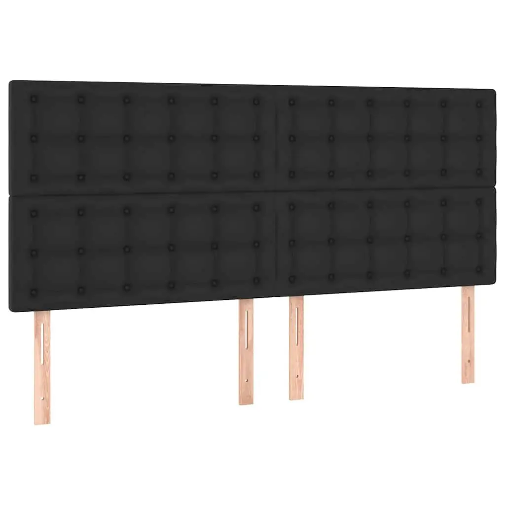 Headboard Faux Leather Black Adjustable Height 200cm Wooden Legs